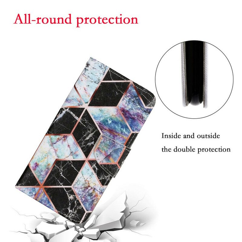 Flip Case Samsung Galaxy S21 FE Geometrinen Marmori Tyyli