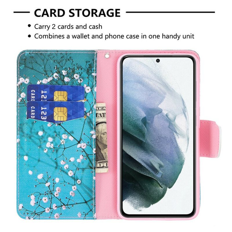 Flip Case Samsung Galaxy S21 FE Kukkapuu