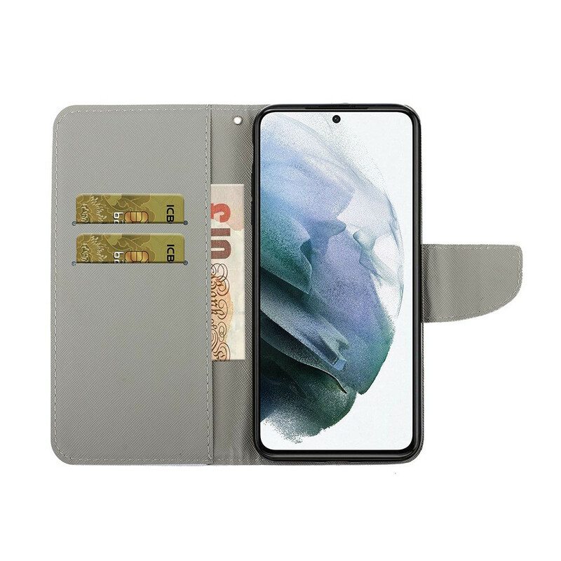 Kotelot Samsung Galaxy S21 FE Patchwork Kaulanauhalla