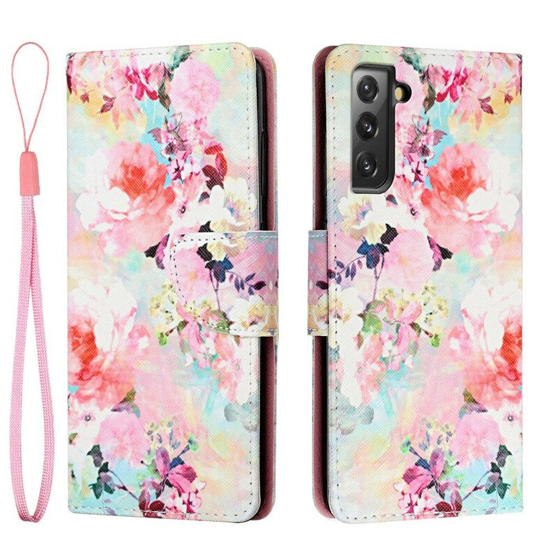 Kotelot Samsung Galaxy S21 FE Suojaketju Kuori Vintage Strappy Floralies