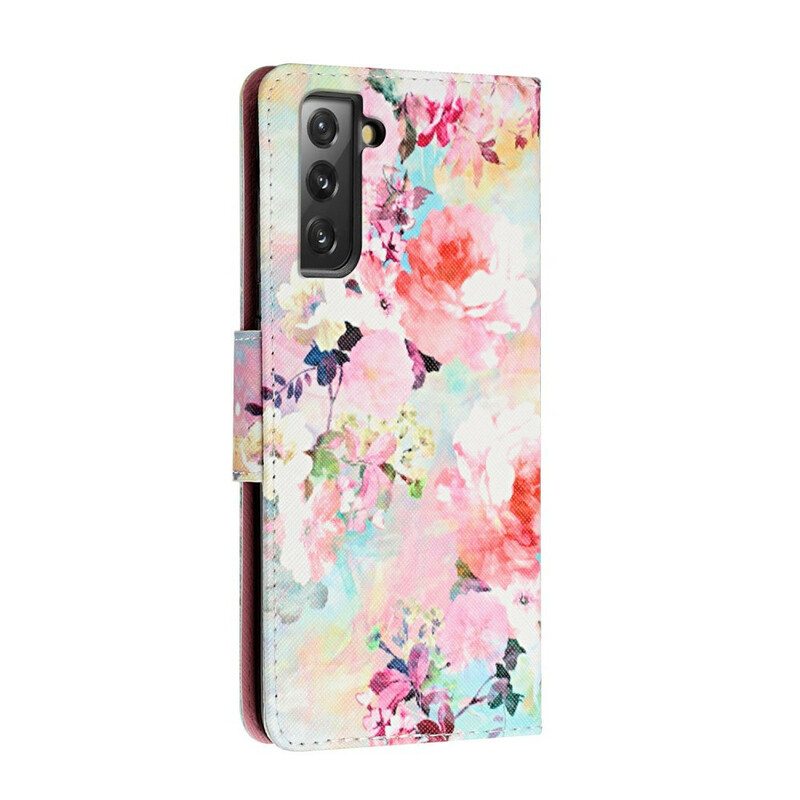 Kotelot Samsung Galaxy S21 FE Suojaketju Kuori Vintage Strappy Floralies