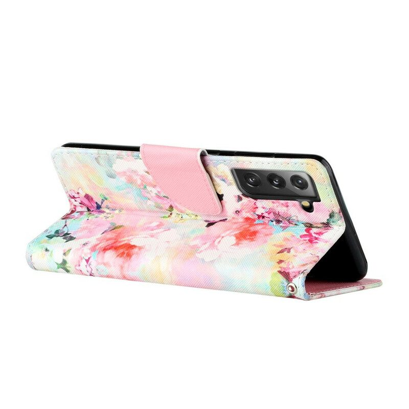 Kotelot Samsung Galaxy S21 FE Suojaketju Kuori Vintage Strappy Floralies