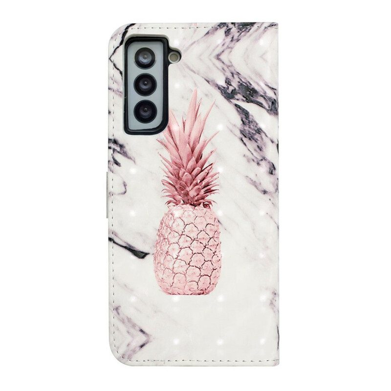 Kotelot Samsung Galaxy S21 FE Vaaleatäpläinen Ananas