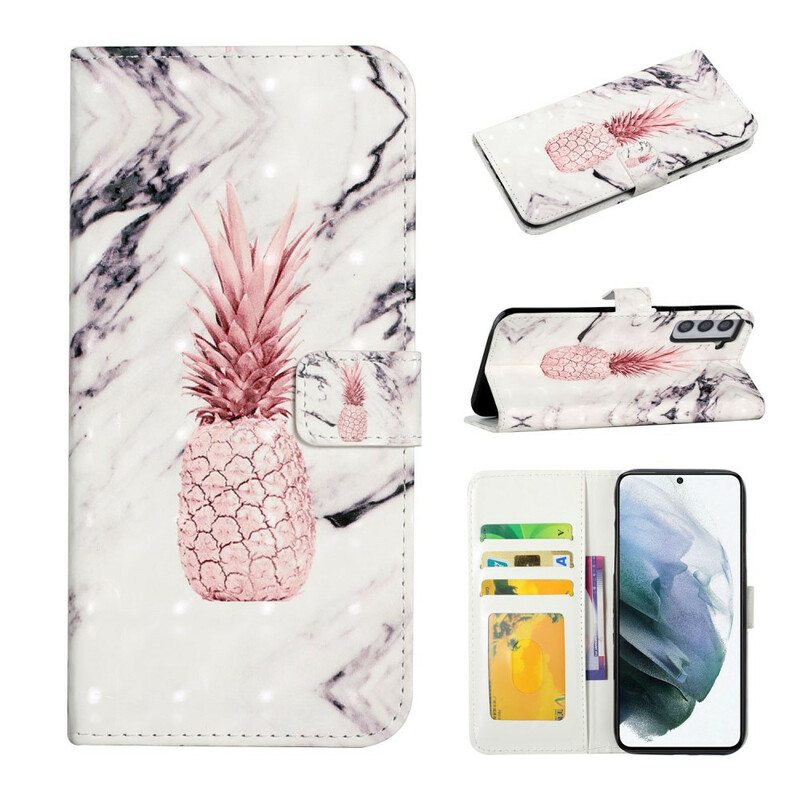 Kotelot Samsung Galaxy S21 FE Vaaleatäpläinen Ananas