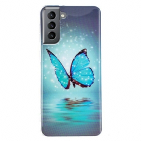 Kuori Samsung Galaxy S21 FE Fluoresoiva Sininen Perhonen