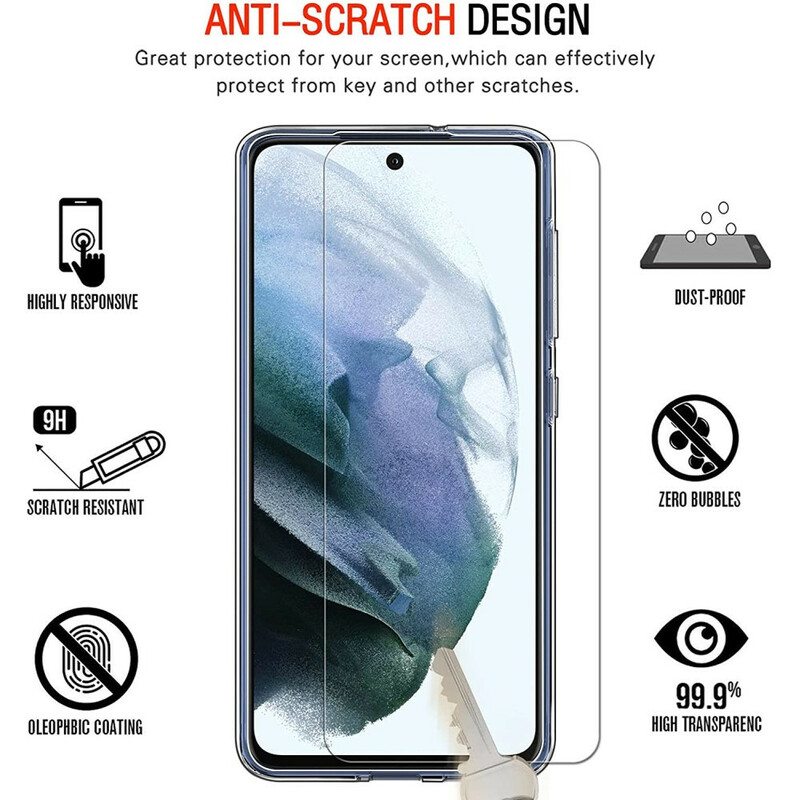 Kuori Samsung Galaxy S21 FE Ja Karkaistu Lasinäyttö