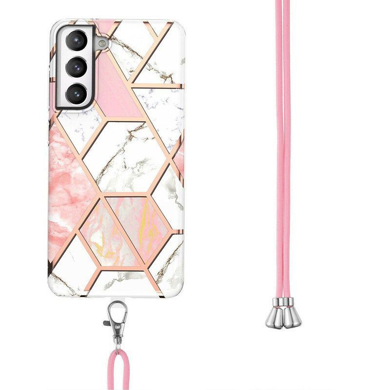 Kuori Samsung Galaxy S21 FE Kiristysnyörillä Premium-marmorijohto