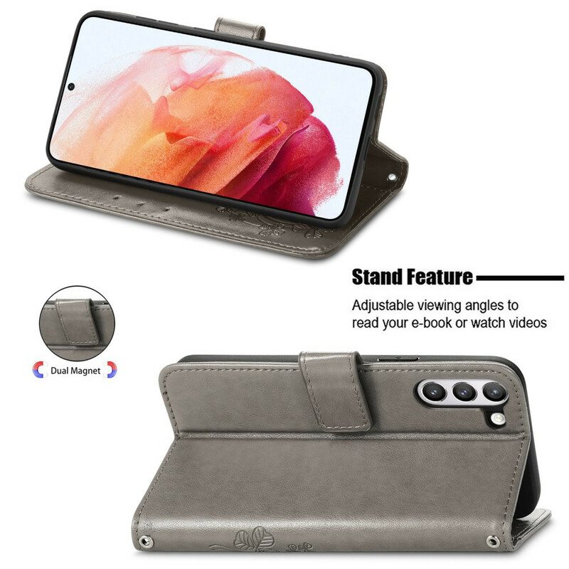 Nahkakotelo Samsung Galaxy S21 FE Abstrakteja Kukkia