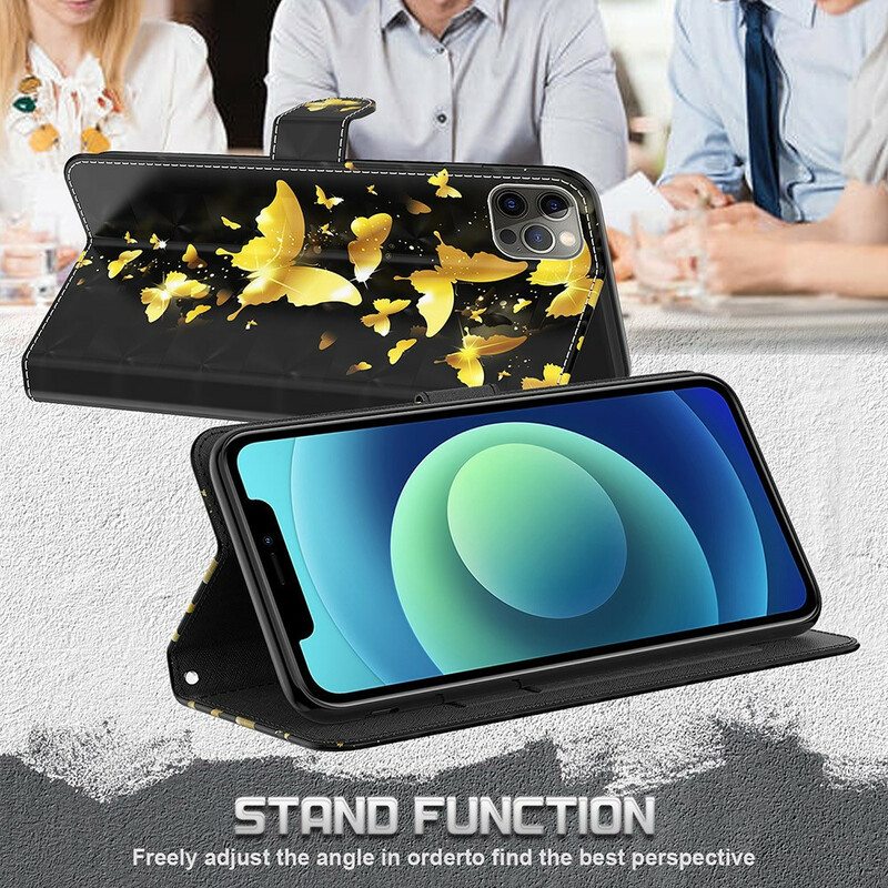 Nahkakotelo Samsung Galaxy S21 FE Keltaiset Perhoset