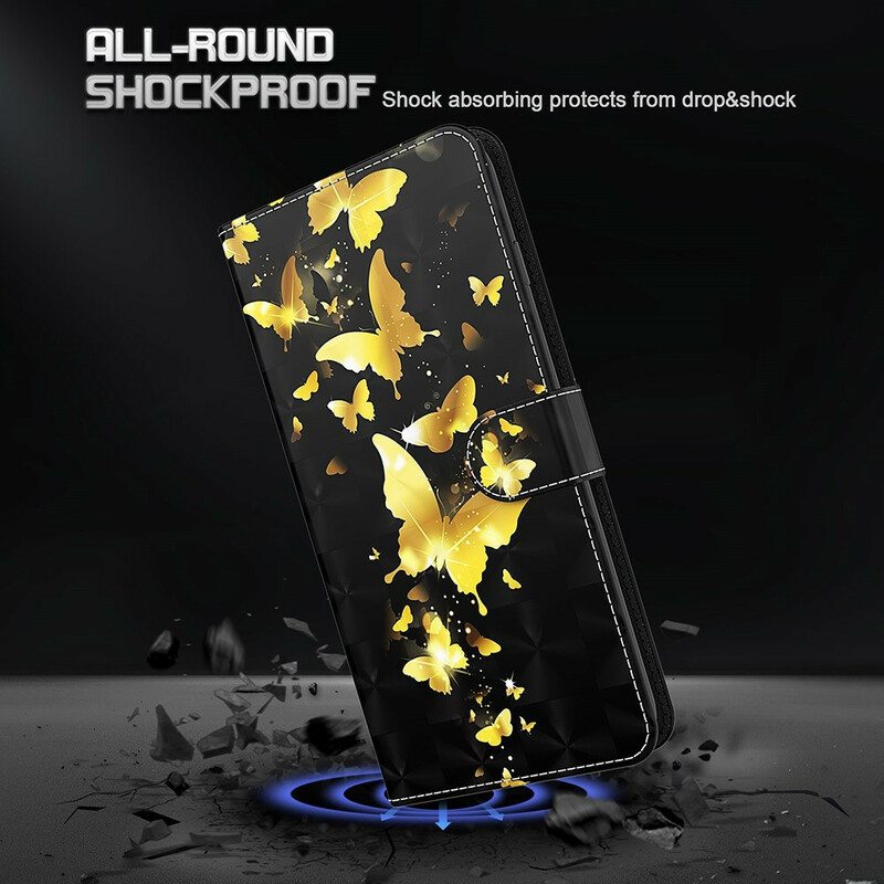 Nahkakotelo Samsung Galaxy S21 FE Keltaiset Perhoset