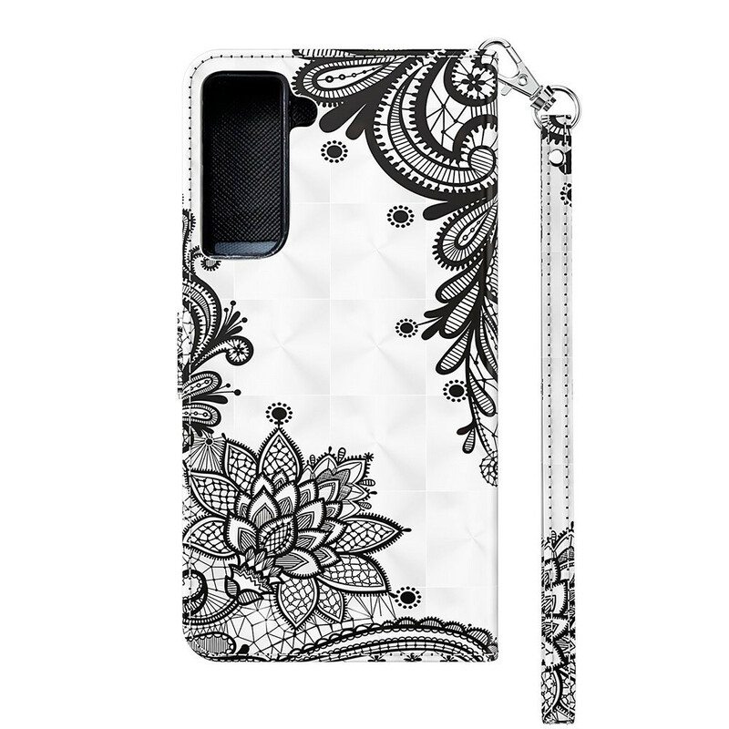 Nahkakotelo Samsung Galaxy S21 FE Tyylikäs Pitsi