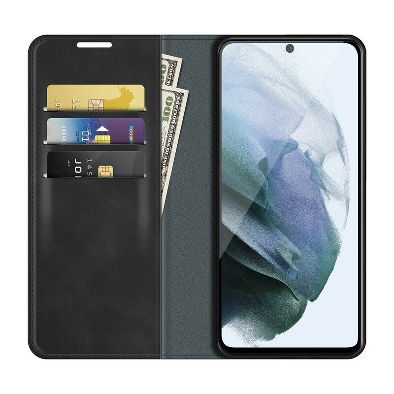 Puhelinkuoret Samsung Galaxy S21 FE Kotelot Flip Pehmeä Nahkaefekti