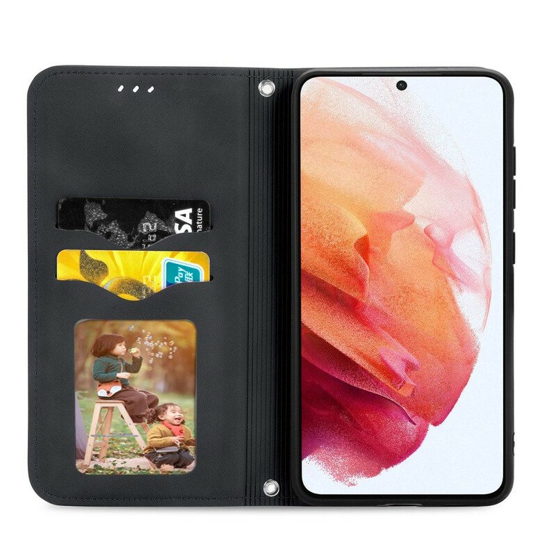Puhelinkuoret Samsung Galaxy S21 FE Kotelot Flip Vintage Keinonahkaa