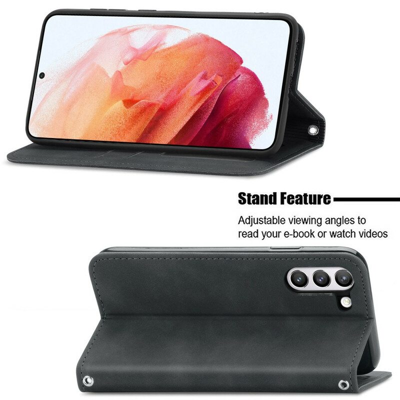 Puhelinkuoret Samsung Galaxy S21 FE Kotelot Flip Vintage Keinonahkaa