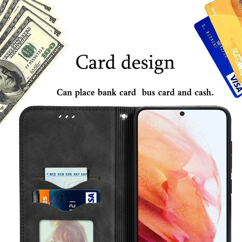 Puhelinkuoret Samsung Galaxy S21 FE Kotelot Flip Vintage Keinonahkaa