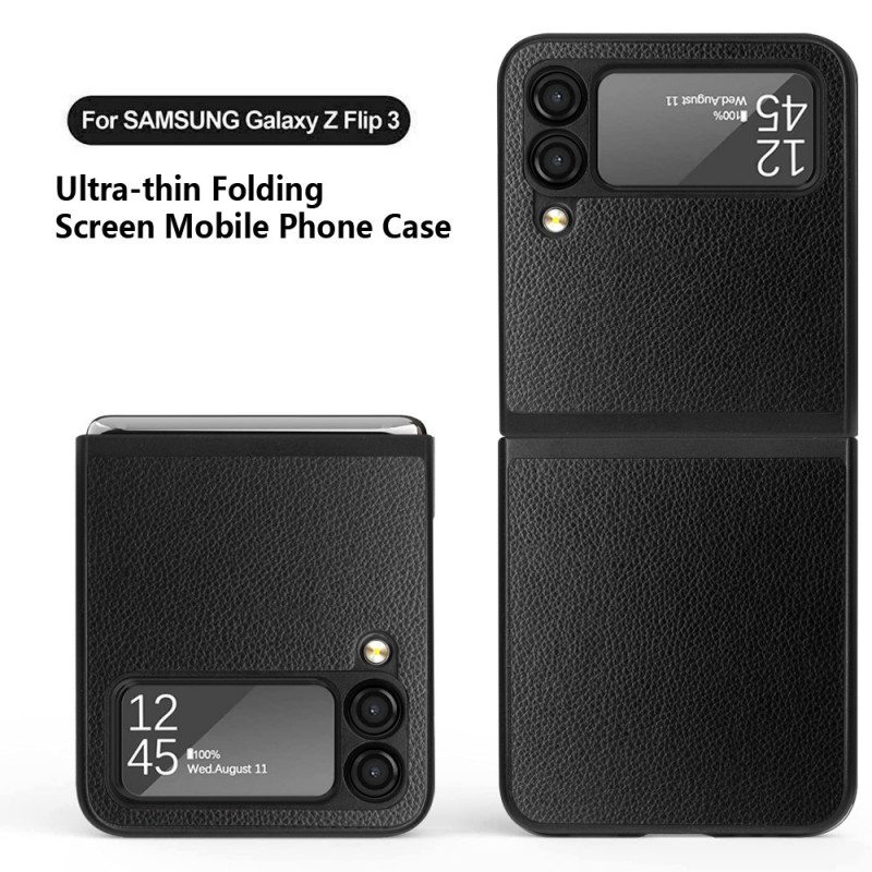 Kuori Samsung Galaxy Z Flip 3 5G Kotelot Flip Litchi Leather Style 2 Kpl