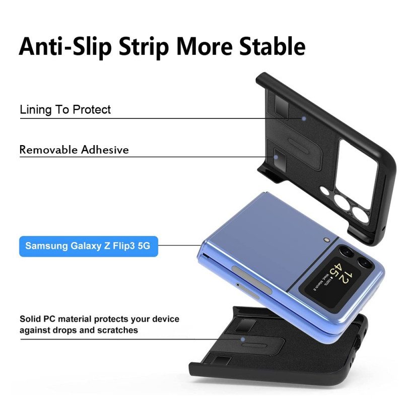 Kuori Samsung Galaxy Z Flip 3 5G Kotelot Flip Litchi Leather Style 2 Kpl