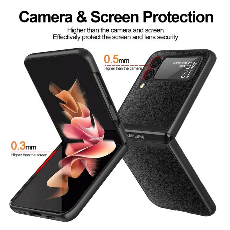 Kuori Samsung Galaxy Z Flip 3 5G Kotelot Flip Litchi Leather Style 2 Kpl