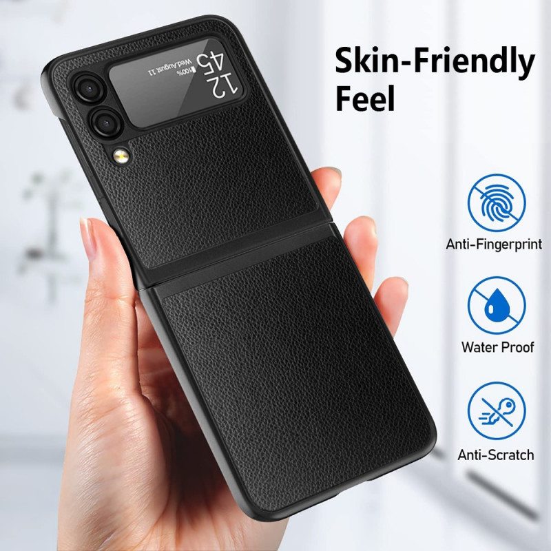 Kuori Samsung Galaxy Z Flip 3 5G Kotelot Flip Litchi Leather Style 2 Kpl