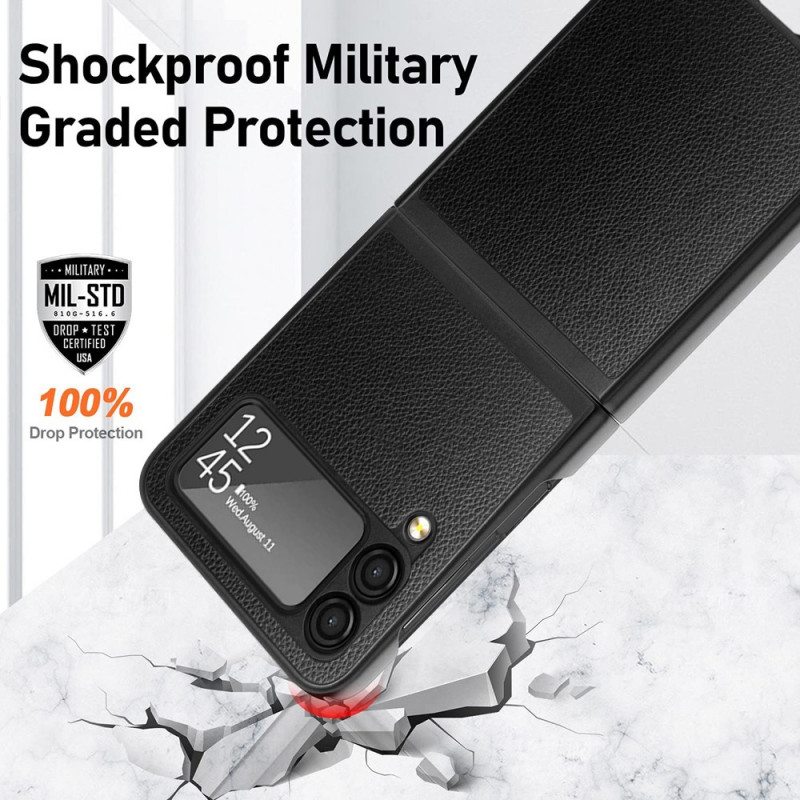 Kuori Samsung Galaxy Z Flip 3 5G Kotelot Flip Litchi Leather Style 2 Kpl