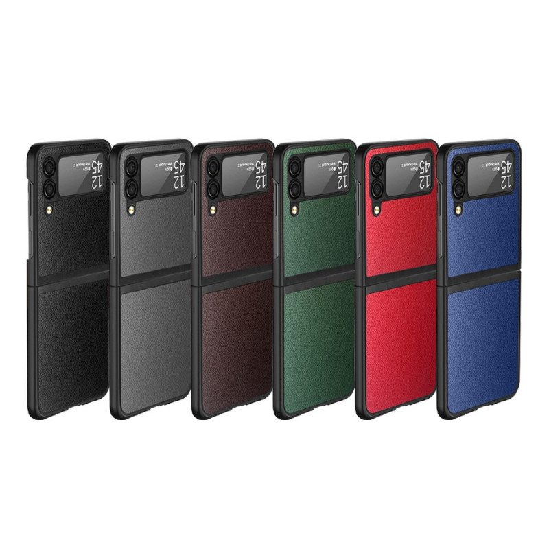 Kuori Samsung Galaxy Z Flip 3 5G Kotelot Flip Litchi Leather Style 2 Kpl
