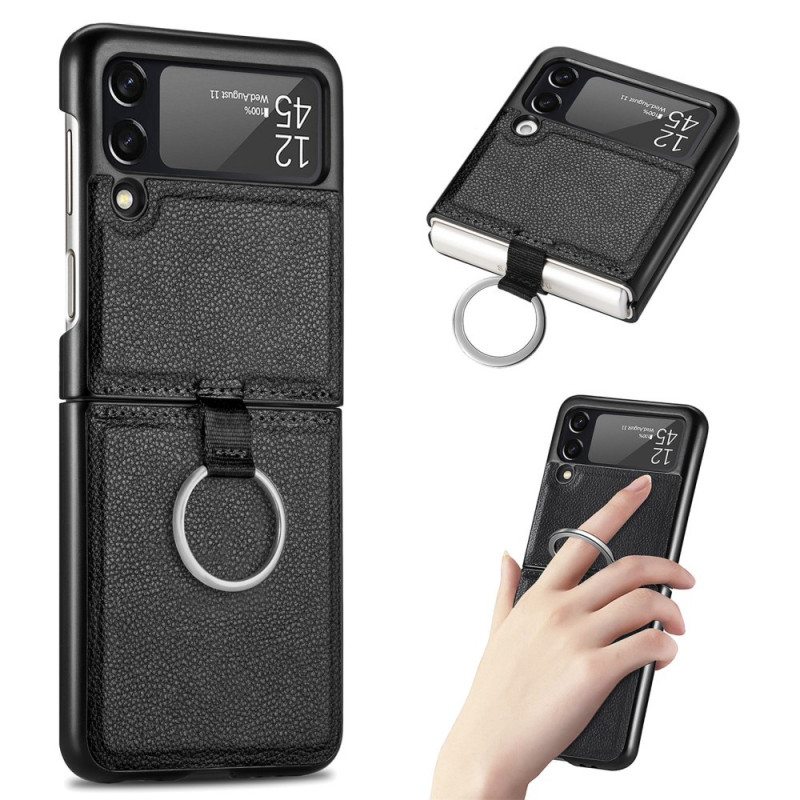 Kuori Samsung Galaxy Z Flip 3 5G Kotelot Flip Nahkaefekti Renkaalla