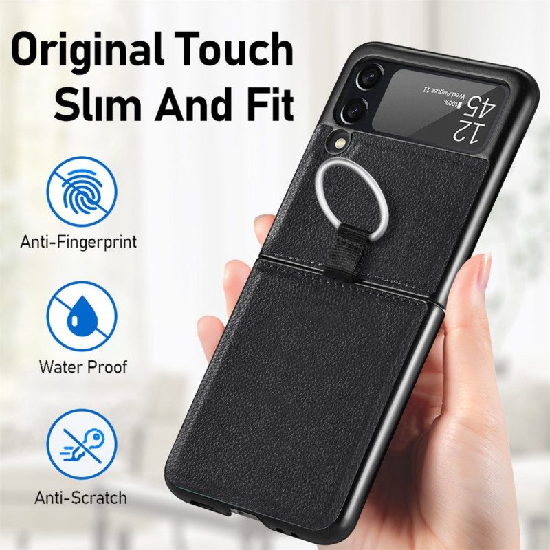 Kuori Samsung Galaxy Z Flip 3 5G Kotelot Flip Nahkaefekti Renkaalla