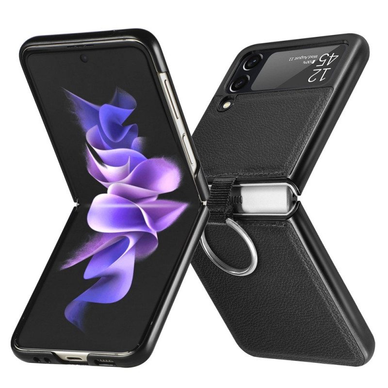 Kuori Samsung Galaxy Z Flip 3 5G Kotelot Flip Nahkaefekti Renkaalla