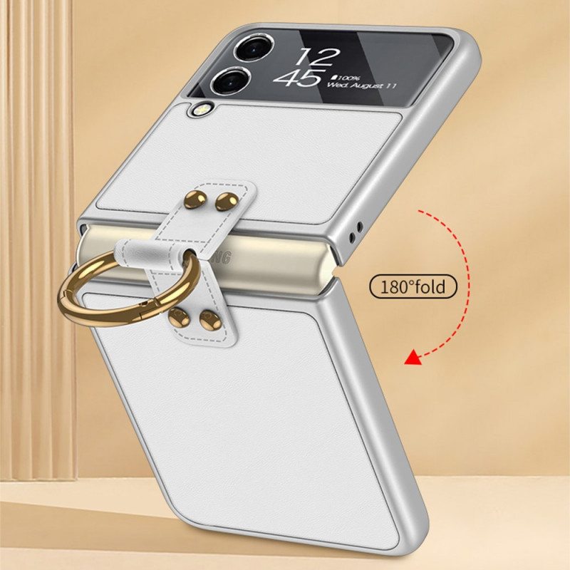 Kuori Samsung Galaxy Z Flip 3 5G Kotelot Flip Nahkavaikutteinen Karkaistu Lasi Gkk-rengas