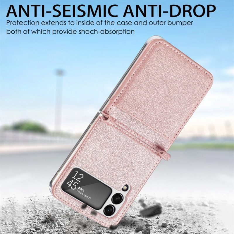 Kuori Samsung Galaxy Z Flip 3 5G Kotelot Flip Tekstuurinahkainen Korttikotelo