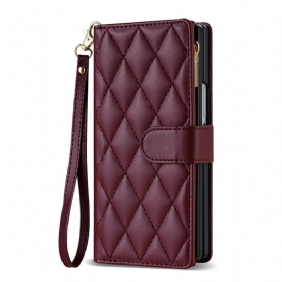 Nahkakotelo Samsung Galaxy Z Fold 7 Pehmustettu Olkahihnalla Ja Kaulanauhalla