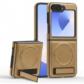 Kuori Samsung Galaxy Z Flip 7 Fe Magsafe-yhteensopiva Nahkaefekti Jalusta