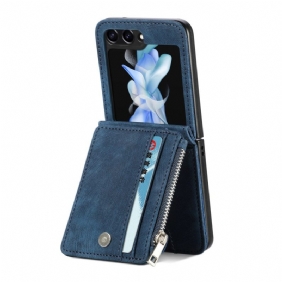Kuori Samsung Galaxy Z Flip 7 Fe Retro Jalusta Ja Vetoketjullinen Korttipidike