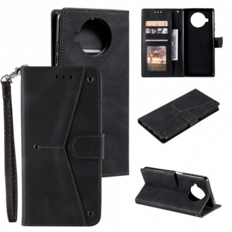 Flip Case Xiaomi Mi 10T Lite Kaksiväriset Keinonahkaiset Niitit