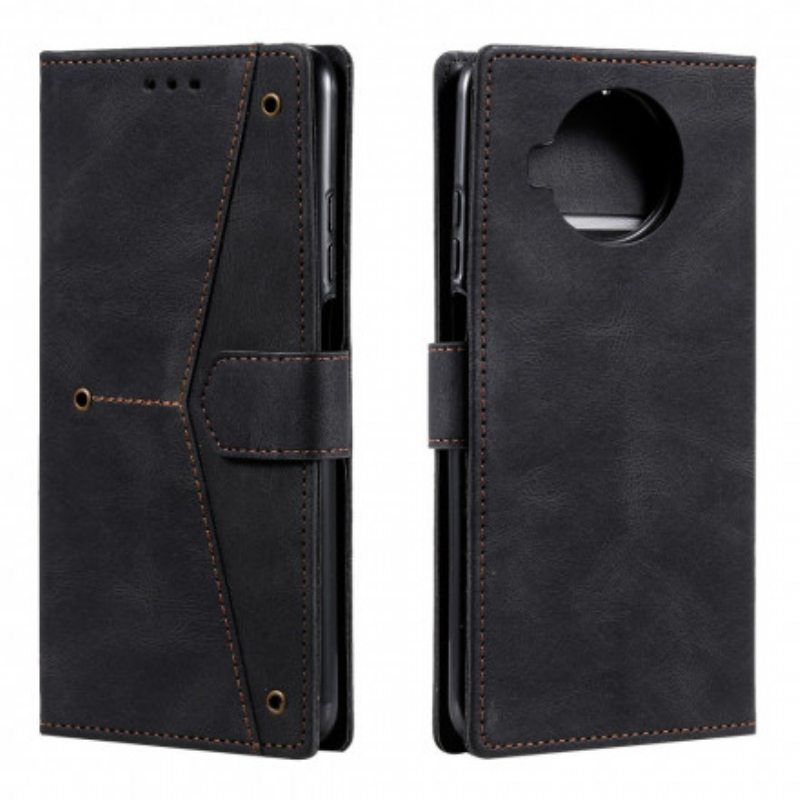 Flip Case Xiaomi Mi 10T Lite Kaksiväriset Keinonahkaiset Niitit
