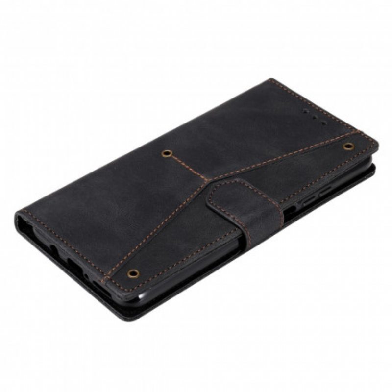 Flip Case Xiaomi Mi 10T Lite Kaksiväriset Keinonahkaiset Niitit