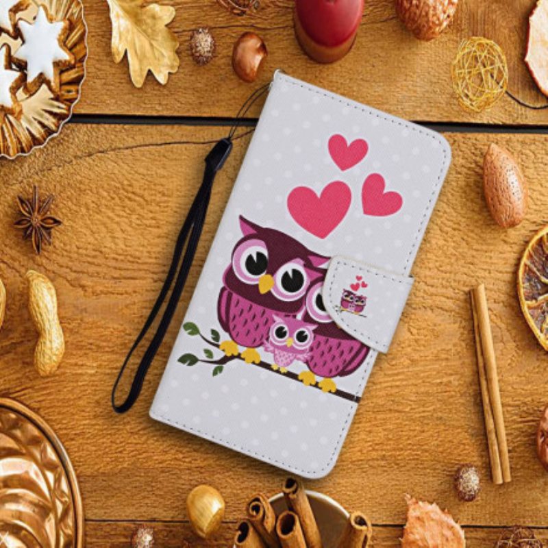 Kotelot Xiaomi Mi 10T Lite Pöllöperhe Kaulanauhan Kanssa