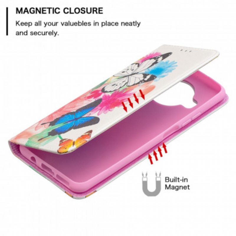 Puhelinkuoret Xiaomi Mi 10T Lite Kotelot Flip Värikkäitä Perhosia