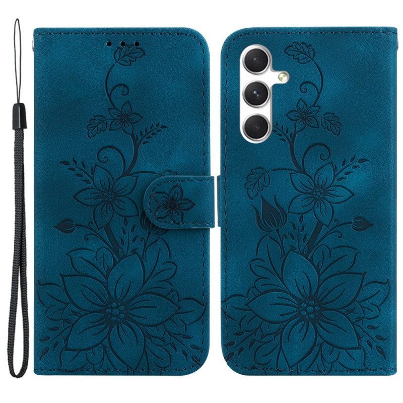 Nahkakotelo Samsung Galaxy S24 5g Kukkahihna