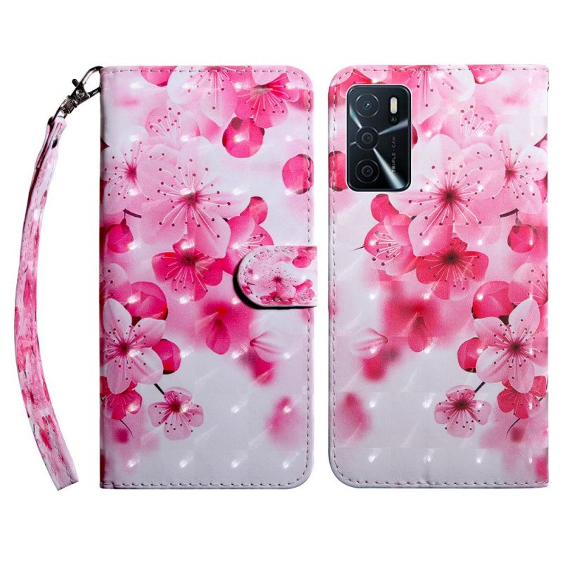 Flip Case Oppo A16 / A16s Vaaleanpunaiset Kukat