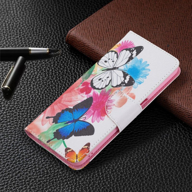 Kotelot Oppo A16 / A16s Maalattuja Perhosia Ja Kukkia