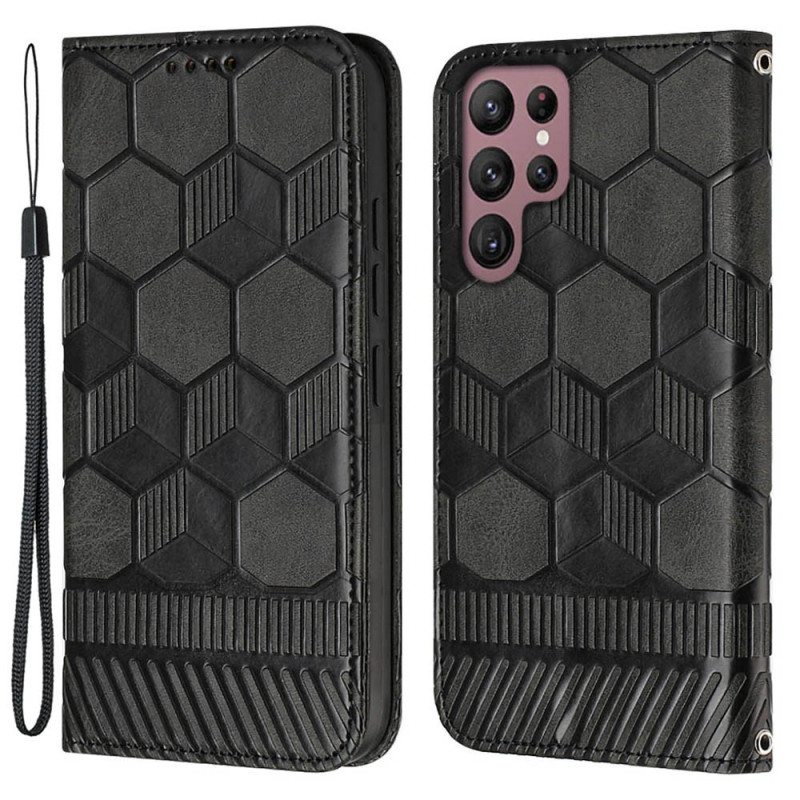 Flip Case Samsung Galaxy S23 Ultra 5G Suojaketju Kuori Strappy Football Style