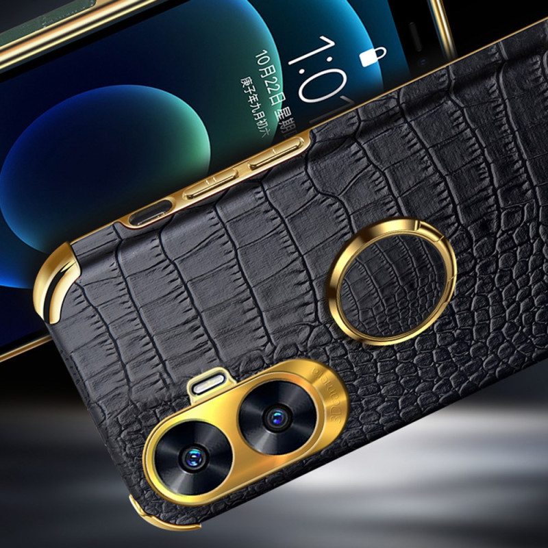 Kuori Realme C55 Krokotiilikuvioinen Ja Renkaalla Varustettu Pidike