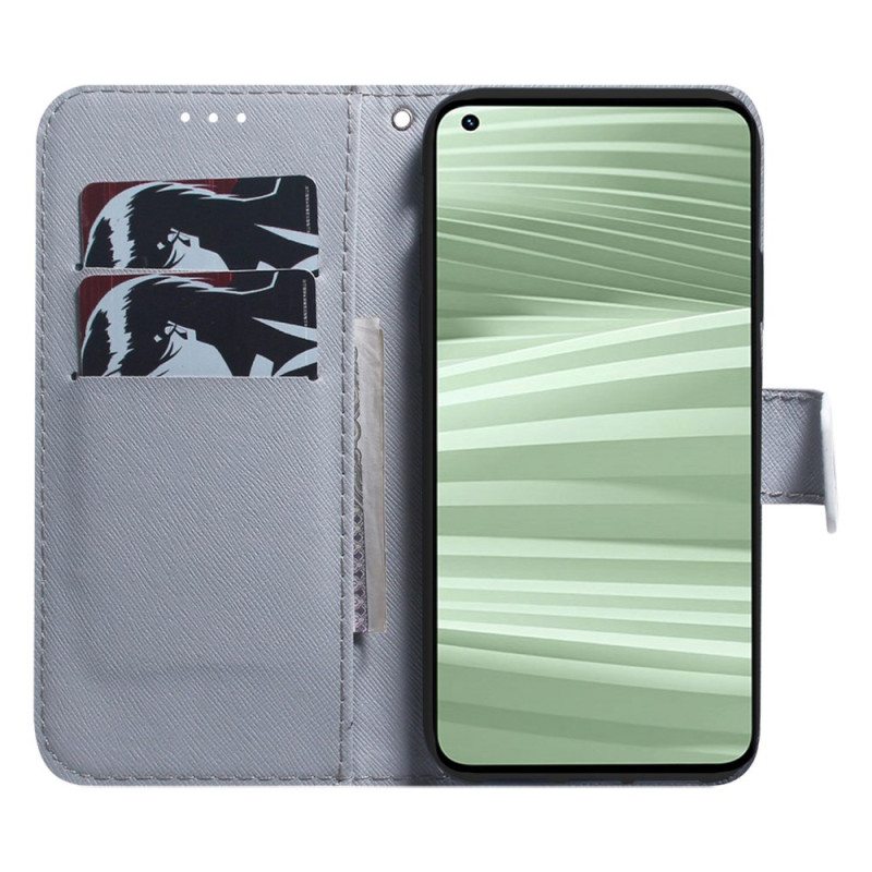 Nahkakotelo Realme C55 Tiikerivalkoinen