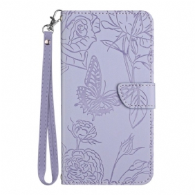 Kotelot Realme C30 Suojaketju Kuori Strap Flowers Paillon