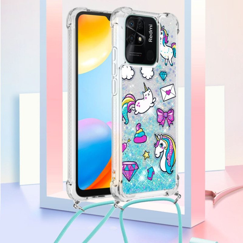 Case Xiaomi Redmi 10C Kiristysnyörillä Kiristysnauha Yksisarvisille