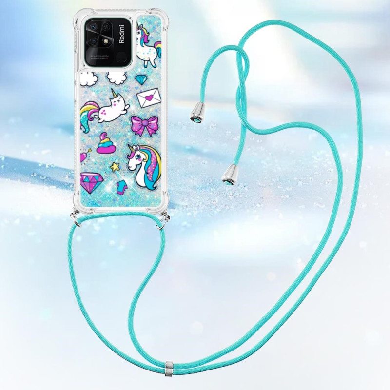 Case Xiaomi Redmi 10C Kiristysnyörillä Kiristysnauha Yksisarvisille
