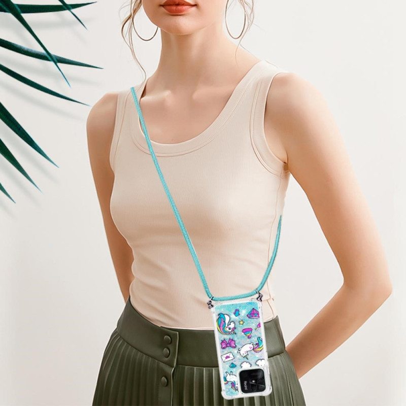 Case Xiaomi Redmi 10C Kiristysnyörillä Kiristysnauha Yksisarvisille