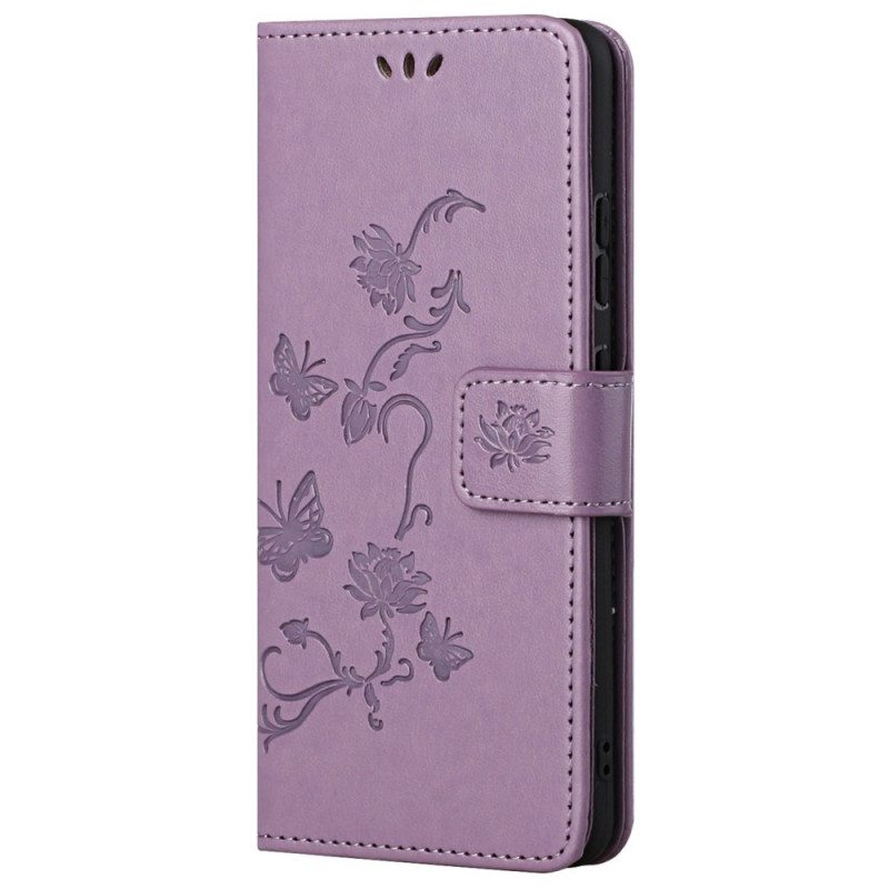 Flip Case Xiaomi Redmi 10C Suojaketju Kuori Strap Kukat