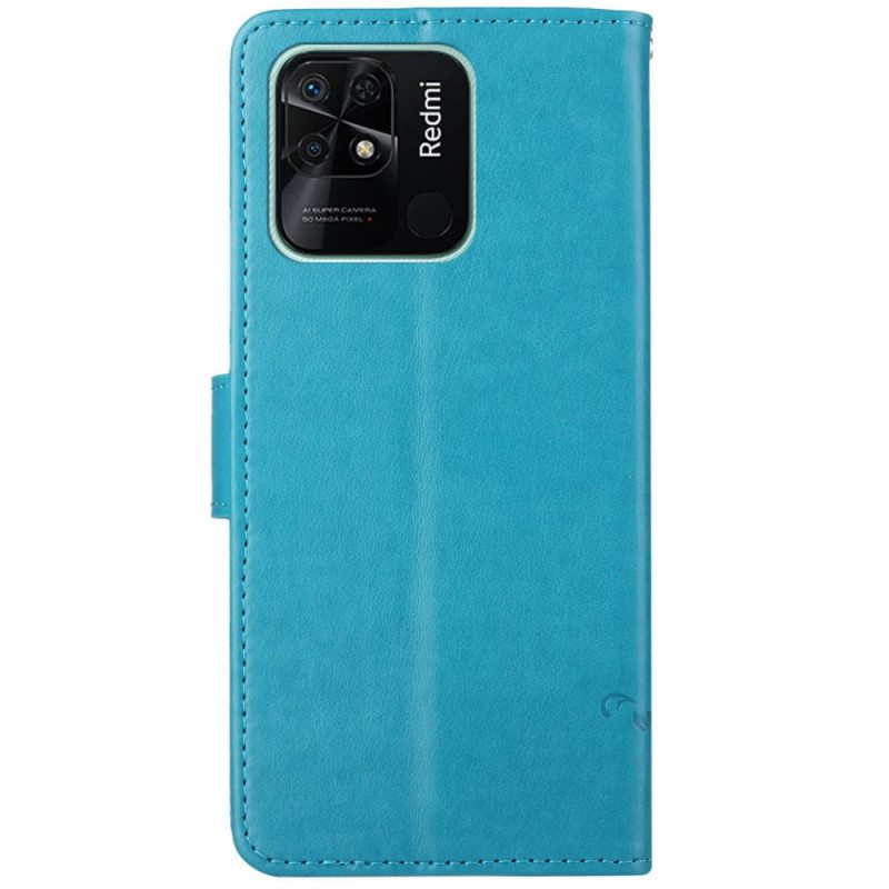 Flip Case Xiaomi Redmi 10C Suojaketju Kuori Strap Kukat